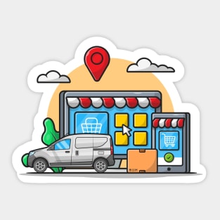 E-Commerce Delivery Cartoon Vector Icon Illustration Sticker